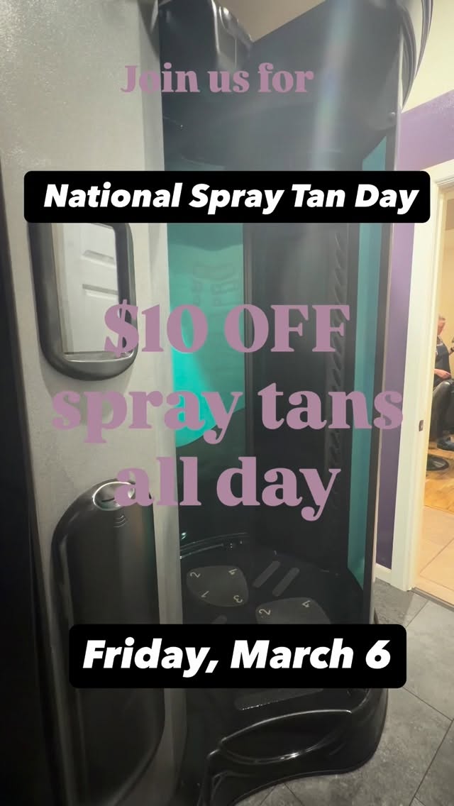 National Spray Tan Day is Friday, March 6 and we’re turning up the glow ☀️
✨ ALL spray tans — any level — are $10 OFF
Regularly $25–$40
Now just $15–$30
One day only!
This is the perfect excuse to try our VersaSpa if you’ve been curious 👀
We have 4 gorgeous levels of glow — from subtle sun-kissed to “just got back from vacation” bronze.
Spring break is right around the corner… don’t show up pale when you could show up glowing 😉
Call 307-742-3143 or book online- link in bio (choose your level — discount applied at checkout).
BONUS: Spray tan package specials available so you can keep that healthy glow going.
March 6. One day. Don’t miss it. 🤎✨#nationalspraytanday #versaspa #laramie