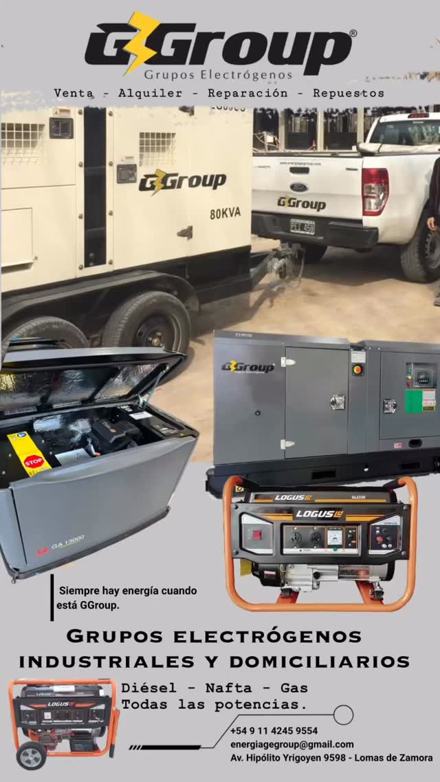 En GGroup nos especializamos en brindar soluciones confiables de generación eléctrica para hogares, comercios e industrias. Importamos, vendemos, alquilamos y realizamos servicio técnico de grupos electrógenos, ofreciendo equipos de distintas potencias para adaptarnos a cada necesidad.
Además de la provisión de equipos, brindamos asesoramiento técnico, instalación, mantenimiento y reparación, asegurando que cada sistema funcione de manera eficiente y confiable a lo largo del tiempo.
Nuestro objetivo es simple: que cada cliente tenga la tranquilidad de contar con energía cuando la red falla.
GGroup — Energía confiable cuando más la necesitás.
Whatsapp: +54 9 11 4245 9554
Mail: energiagegroup@gmail.com
Ubicación: Av. Hipólito Yrigoyen 9598 - Lomas de Zamora
#gruposelectrógenos #energíaconfiable #grupoelectrógeno #energíasininterrupciones #energíafiable