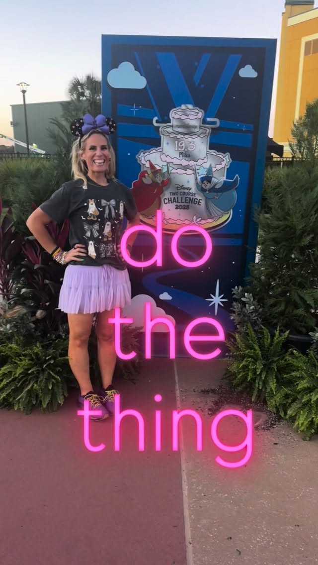 do it before you’re ready.
do it before you’re good at it.
do it if it’s inconvenient.
do it before you’ve read all the things.
do it before it feels “right”.
do it alone.
do it scared.
do it even if you don’t have it figured out.
you know the thing, just do it.
You’ll never know what might happen if you stay stuck waiting for the perfect time or waiting until you feel more prepared, less alone, ready. Your whole life can change!
A year ago I randomly signed up for the Wine and Dine Half Marathon Challenge, after watching my friend @bbbrooke run them all for years and years and she was having THE MOST FUN…I hadn’t run a half marathon in 16 years, I hadn’t run at all in probably 13 years, I was one year postpartum, one year post ankle reconstruction, tired, stressed, BUSY …a million reasons why “not me” or “not now” but yall. I have a new hobby and it’s fun and I’ve made the best most fun new friends and I get to travel with friends from home and bring them into the RunDisney bubble. Does it frustrate me and make me want to quit knowing that I’m the smallest and strongest but also the slowest I’ve ever been, um yes. But the challenge is what makes it fun and keeps it interesting. The are other metrics than speed 😉
If there’s something on your just do it list this year, go do it! I’ll be cheering you on. 📣