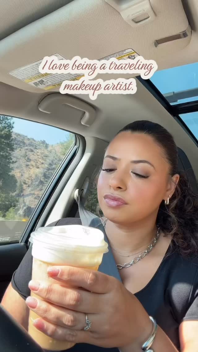 Sometimes my drive is upwards of 3+ hours and I wouldn’t change a thing! You’ll often find me listening to my latest audiobook, enjoying the scenery 🫶🏽 #travelingmakeupartist #onlocationbeauty #promakeupartist #ontheroad #lifeofamakeupartist