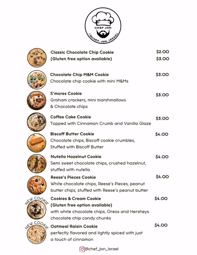 This week’s cookie lineup. See you at the market today from 9 AM to 2 PM. DM us to place your order in advance for pick up.