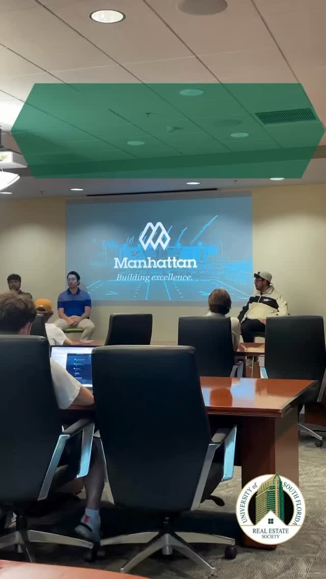 The USF Real Estate Society had a fantastic event with Manhattan Construction Company. We were honored to host two Project Engineers, Pierce Valdes and Juan Tavares, and an Assistant Project Manager, Roberto Moreno, from one of the most prestigious privately owned firms in the nation.
Our guest speakers shared valuable knowledge about the current construction of the new USF football stadium. The discussion provided an inside look at the responsibilities of a General Contractor and the complexities of the preconstruction phase. We also explored the bidding process and how construction teams collaborate with the Owners Representative Team.
This session offered our members a chance to see how classroom concepts apply to massive real world developments. We are grateful to Manhattan Construction Company for their time and for providing such an inspiring look at the future of our campus. Thank you to everyone who joined us for this great opportunity. Go Bulls!
#realestate #commercialrealestate #usf #realestatesociety #resusf