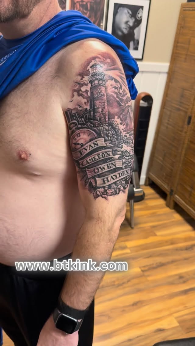 Another 1/4 sleeve done and finishedβ enjoy π #btkink #genevany #billythekidmeyers #awardwinning #inkmaster
