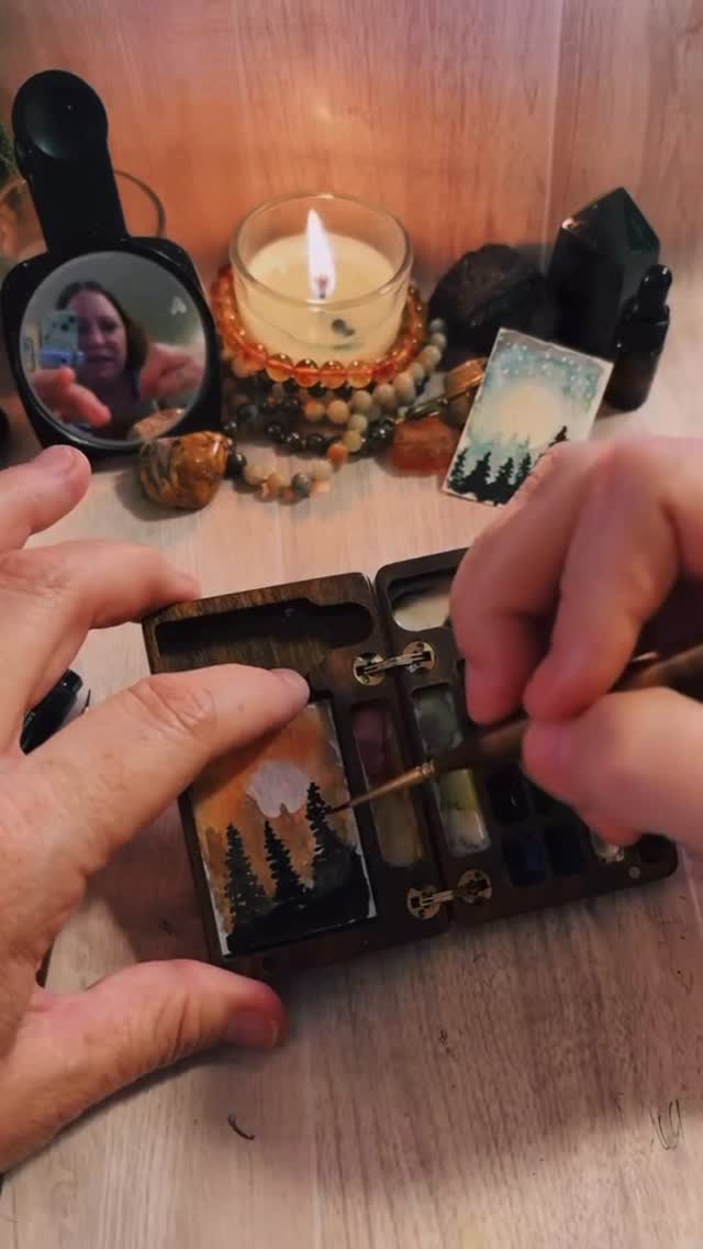 2 years ago, I got this tiny paint kit from @bluestarcraftsmx …and the rest is art history! I have been obsessed ever since and painting tiny art has literally changed my life. I love sharing my little pieces of art with you all. Hope it brings you as much joy!!! #hellotinypainters #tinyart #artistsoninstagram #tinypainting
