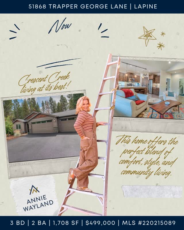 Pending in Crescent Creek ✨
This beautifully maintained single-level home didn’t last long—and it’s easy to see why. With a spacious lot, triple-car garage, elevated kitchen features, and a private backyard retreat made for relaxing or entertaining, this one checked all the boxes. A perfect blend of comfort, style, and community living.
So happy that my sellers have found a new future owner for this charming La Pine home 🤍
Thinking about making a move? Let’s talk.