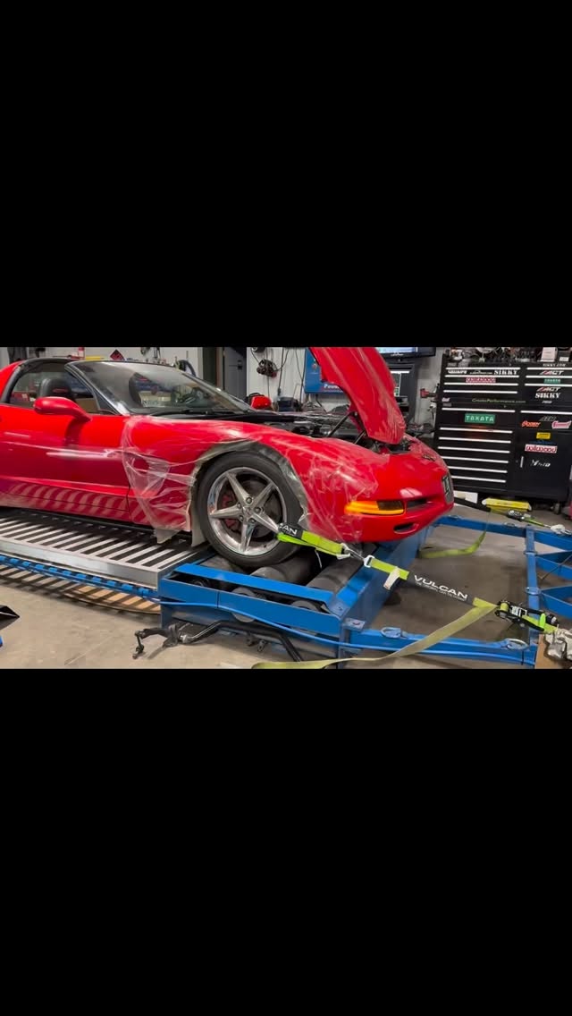 C5 running again. Heads, long tube headers, full exhaust and more. #alsdriftshop #mustangdyno #ls #life #hptuners