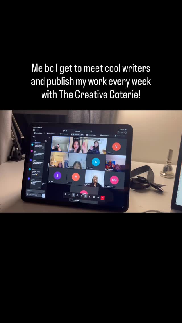 The Creative Coterie is the ideal place for young writers to network and publish their work! ೃ⁀➷ The Creative Coterie is an online guild of young writers looking to amplify their creative work through collaboration, learning, and feedback. We produce quarterly anthologies and blogs of our writing and art.
Support our work by reading our blog and following our journey! *+:。.。. #writersofinstagram #writer #litmag #teenwriter #writerscommunity
