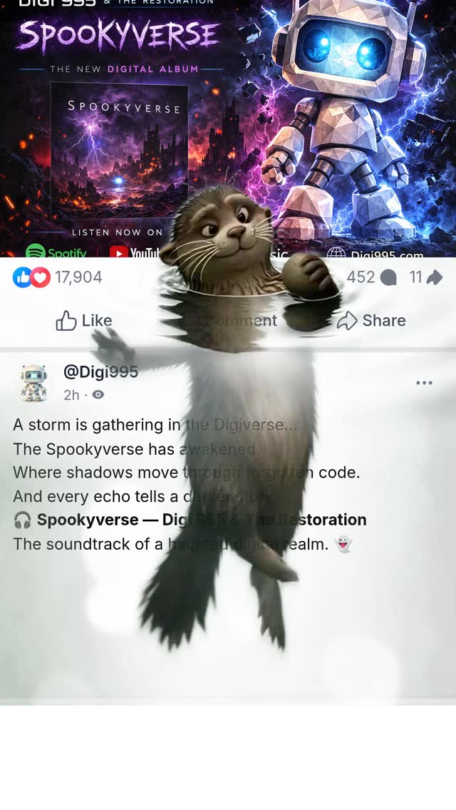 A storm is gathering in the Digiverse… ⚡
Deep inside a darker realm known as the **Spookyverse**, echoes of forgotten code and haunted worlds are beginning to awaken.
Now that world has a soundtrack.
👻 **Spookyverse — by Digi 995 & The Restoration** brings the atmosphere of this mysterious realm to life with cinematic sound and dark digital energy.
Step into the sound of the Spookyverse.
🎧 Listen now:
Spotify
https://www.rfr.bz/i0e80e9
YouTube Music
https://www.rfr.bz/i0baef1
Apple Music
https://www.rfr.bz/ieab8c5
🌐 Digi 995
https://www.rfr.bz/ic5b2bf
#Digi995 #TheRestoration #Spookyverse #Digiverse #CinematicMusic #DarkAmbient #SciFiMusic #FantasyMusic #IndieMusic
