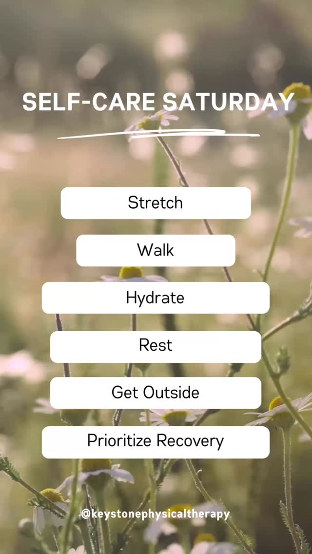 Self-care Saturday 💙
Stretch.
Walk.
Hydrate.
Rest.
Get outside.
Prioritize recovery.
Take care of your body—it takes care of you.
#SelfCareSaturday #RecoveryMatters #MoveBetterFeelBetter #StayActive #WellnessRoutine