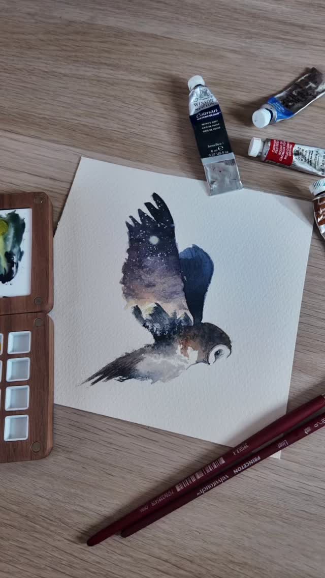Continuing the bird theme this weekā¦#owlpainting #owlart #birdwatercolour #paintingvideo