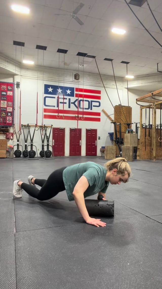 Monday Mobility!
Chest wall mobilization (4min per side)
-stack a lacrosse ball directly on a foam roller
-lay face down with the lacrosse ball on the front of your chest near your collar bone
-begin taking big breaths
-scrub side to side under neath the collarbone
-make large circle motions with your working arm
-take a big breath in, contract against the lacrosse ball (~4 sec) then exhale (~8 sec)
-continue to work downward on the pec OR move to the front of the shoulder
Banded chest opener (2min per side)
-loop a moderate resistance band on a rig post at shoulder height
-hook the band around your wrist with your thumb facing up
-step away from the rig (chest away) until you feel a moderate pull from the band in the front of your chest
-take big breaths and continue the “contract/ relax” method, fully inflating the chest
-option to use your opposite hand to pull down on the back of your head to increase tension
