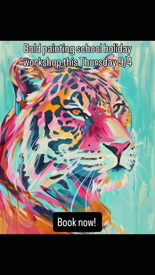 Painting leopards this Thursday 9/4 from 9 am to 3 pm at The Art Studio Maroubra beach. Suitable for kids 9-15 year old, no previous experience is required as our in house artist show the steps for creating a bold and colourful leopard with acrylic paint on canvas. Spots still available, book online www.theartstudio.net.au #theartstudiomaroubra #maroubra #maroubrabeach #maroubracommunity #artclassessydney artclasseseasternsuburbssydney kidsartclasses paintingclassessydney drawingclassessydney maroubracreativehub sydneyartclass sydneyart sydneyworkshop sydneycreative sydneykidsactivities sydneykidsworkshops sydneyartschool
beginnersartclassessydney kidsactivitiessydney weekendworkshopssydney couplleexperiencesydney artsydney artgallerysydney