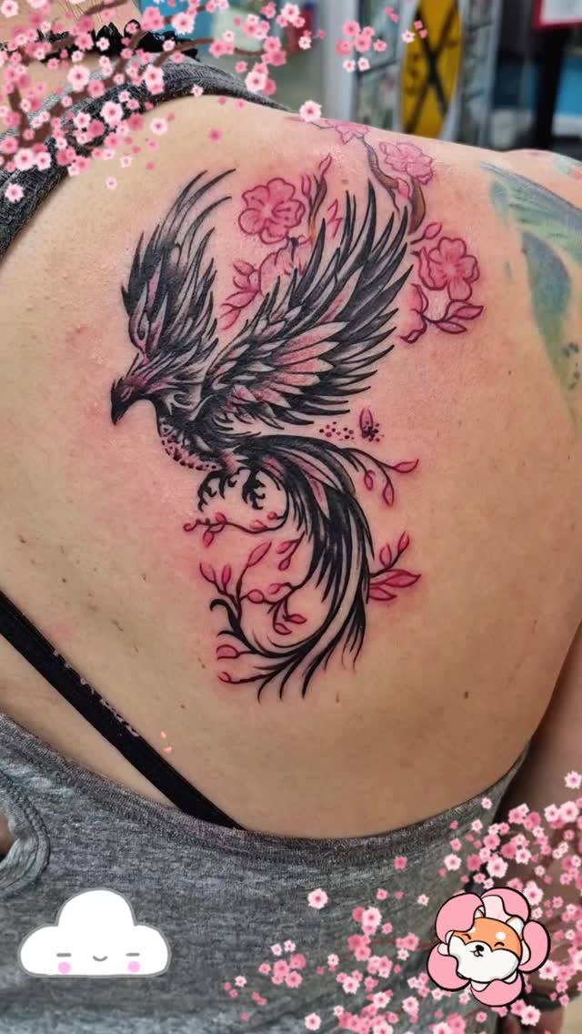 #tattoo #tattoos ##phoenixtattoo #cherryblossom #art @he_who_walks_behind_the_rows