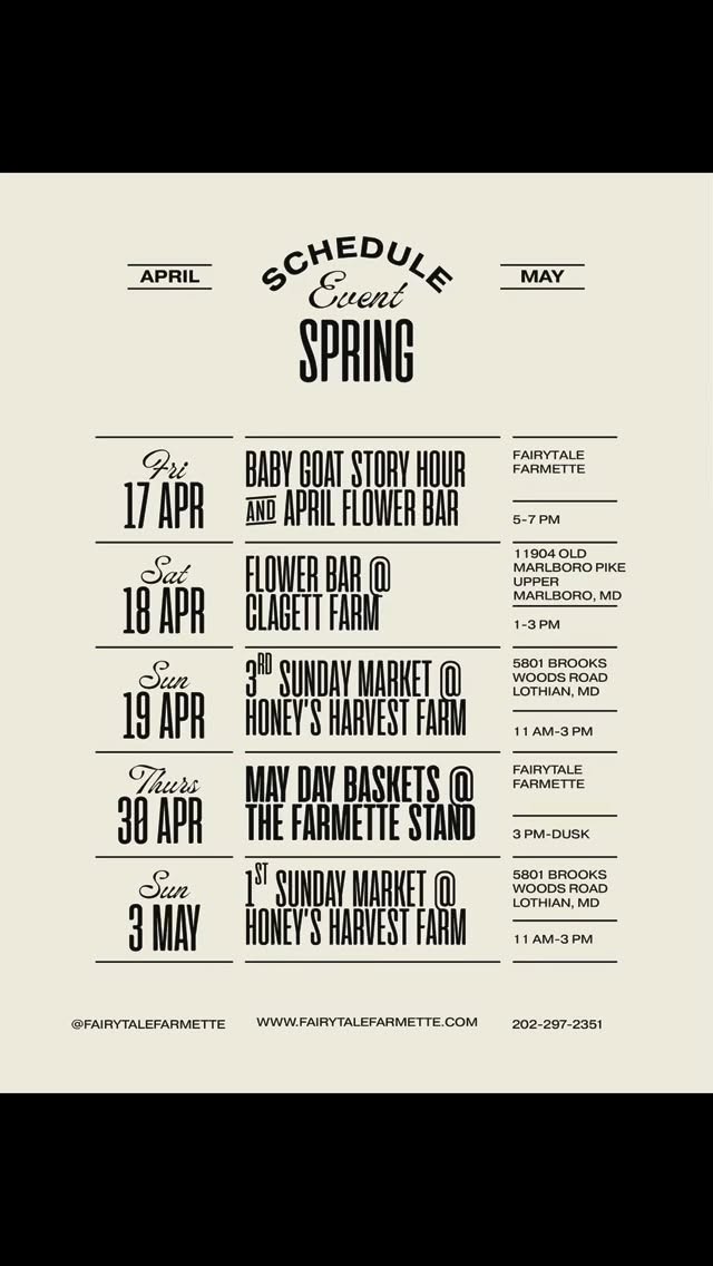 While we have them, here is how to get this seasons 🌷: 1. Friday 4/17 5-7 pm @fairytalefarmette Flower Bar! (With @graygoatsoaps babies!!!) 2. Saturday 4/18 1-3 pm @cbfclagettfarm Flower Bar 3. 3rd Sunday Market 11 am -3 pm 4/19 @honeysharvestfarm 4. The Farmette Stand Wed-Sat 3 pm until dusk @fairytalefarmette (May Day baskets on Thursday 4/30) 5. While tulip supplies last…The 1st Sunday Market @honeysharvestfarm 11 am -3 pm 5/3 #localflowers #flowerbar #tulips #grownnotflown #buylocal #farmersmarket