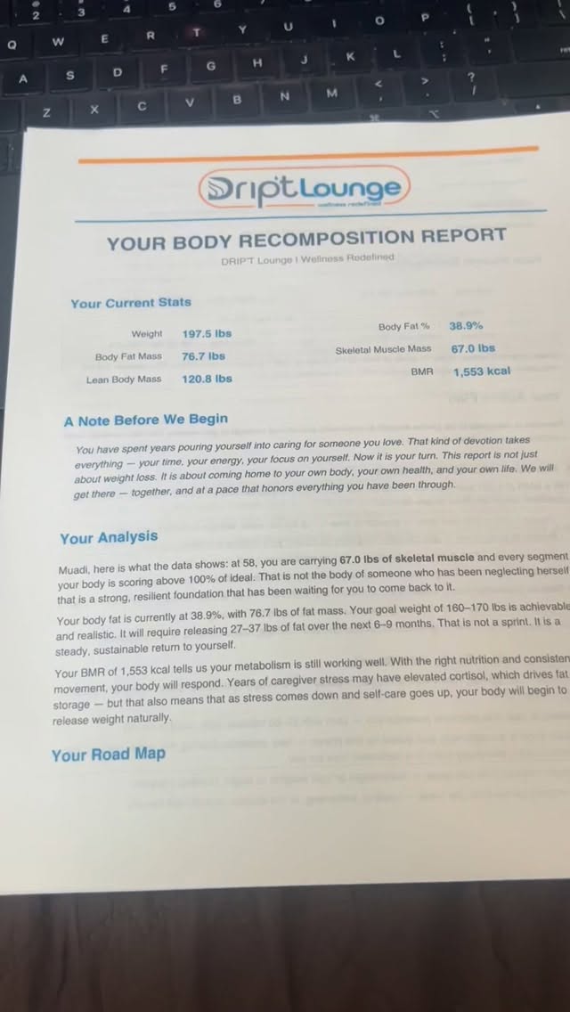 Body scan results part 2! Confession: I was so ready to get off that scale and get in my car that I didn't realize that I missed an important step🤣🤣🤣. Had a follow up touch point and got a 4 page printout to guide me in my journey. #knowledgeispower Thank you @bikramyogaworks!