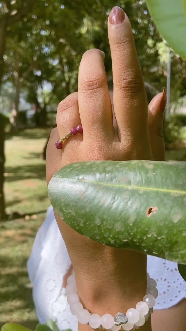 .✦ ݁˖Ignite Your Passion with Ruby .✦ ݁˖
Ruby is the stone of life-force and desire. It activates your inner fire, strengthens emotional intensity, and helps you move through life with confidence and purpose.
✮⋆˙Chakra Association & Effect
Connected to both the “Root Chakra” and “Heart Chakra” ❤️, Ruby grounds you while opening you up to passion and emotional strength. It builds stability, courage, and deepens your ability to love, trust, and feel.
✮⋆˙When to Wear It
❀When you feel stuck, unmotivated, or low on energy
❀During new beginnings—career shifts, projects, or life changes
❀When healing from emotional pain or trying to open your heart again
❀When you need confidence to take bold decisions or lead
❀When you want to reconnect with passion—in life, love, or purpose
✮⋆˙Who Is It For
For those struggling with self-doubt, emotional numbness, or lack of direction. If you want to feel stronger, more passionate, and deeply connected—to yourself and others—Ruby supports that shift.