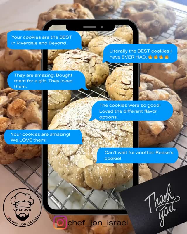 Thank you to all of our loyal customers. Looking forward to another great week of cookie, making see what some of our recent customers are saying about our cookies.#nycfoodie #koshereats #chef_jon_israel #smallbatchcookies #kosher