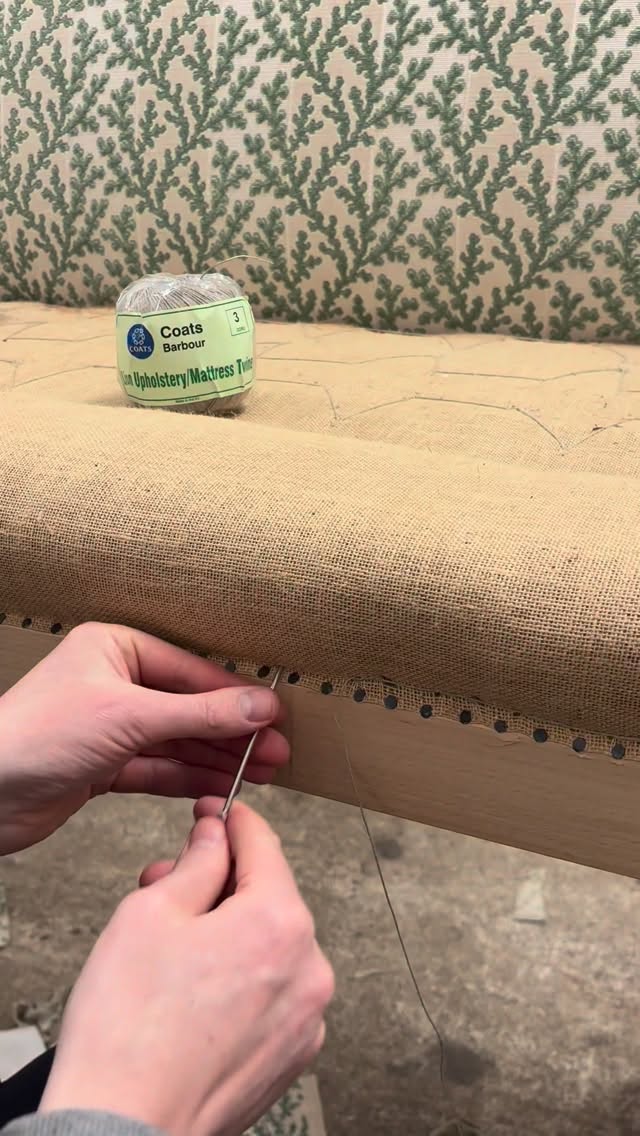 The blind stitch is a vital part of the traditional upholstery process. It compacts the coir beneath the hessian, creating a strong, supportive foundation that holds its shape and prevents movement or sagging over time.
This time honoured technique ensures lasting comfort, durability, and quality that can be enjoyed and passed down for generations.
Every step in the process is thoughtful and purposeful. From the structure beneath to the finishing touches, each element is treated with care and intention. The craftsmanship we put into every piece has meaning, creating furniture that is not only beautifully finished on the outside, but built with integrity and beauty from the inside out.
#handcrafted #sofa #natural #builttolast #sustainability