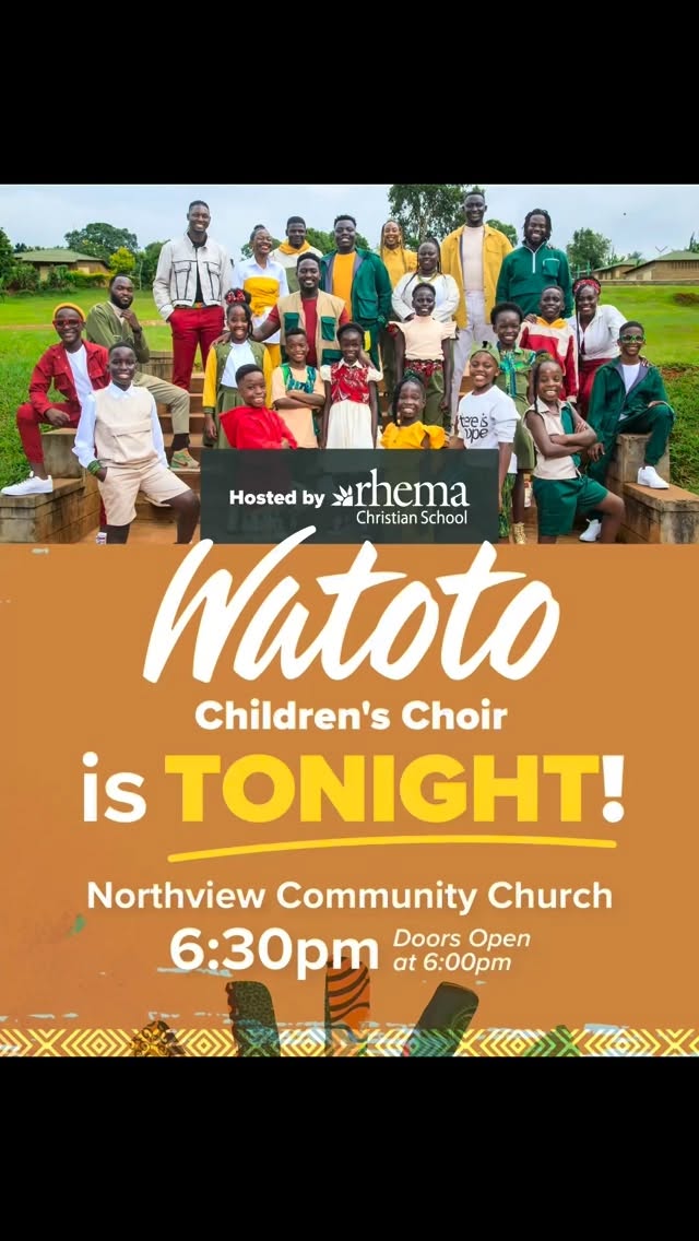 Today is the day, tonight is the night - Watoto Children’s Choir are here!
This is an event you do not want to miss. Please join us for a fun, joy filled night.
Northview Community Church, 6:30pm, doors at 6pm.
Can’t wait to see you there!