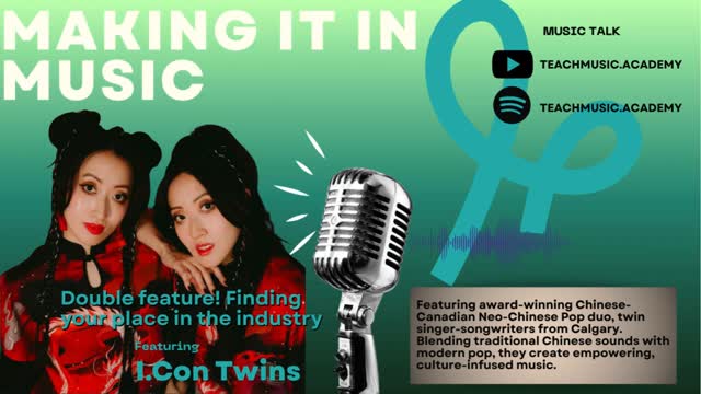 Making It in Music is releasing a bonus double feature interview with the @i.contwinsofficial
What does it really take to stand out in the music industry?
In this clip, I.Con Twins share how believing in themselves became their greatest advantage and why confidence isn’t optional, it’s essential. How taking a leap of faith in themselves to change career choices is everything!
🎧 Full episode drops May 1st on Making It in Music! Subscribe so you don’t miss it!”
#IConTwins #MakingItInMusic #PodcastClip #MusicIndustry #IndependentArtist #ArtistMindset #BelieveInYourself #MusicCareer #PopArtists #SingerSongwriter #MusicPodcast
I.Con Twins stands for “I am CONfident.” The award-winning Chinese-Canadian Neo-Chinese Pop duo from Calgary, with roots in Hong Kong, features twin singer-songwriters Calvina and Carmina Poon. Blending traditional Chinese sounds with modern pop and English lyrics, they create empowering, culture-infused music. After leaving banking to pursue their dream, they’ve performed from The Voice of China to the MGM Resorts and Chinook Blast, sharing their powerful harmonies with audiences worldwide. Advocates of lifelong learning, both sisters earned Distinction with the London Academy of Music & Dramatic Art and Rockschool, embodying their belief that it’s never too late to step into your authentic voice. This belief is deeply reflected in their music. Their debut mini album, Awakening 喚醒, explores identity, self-discovery, and embracing your true self.