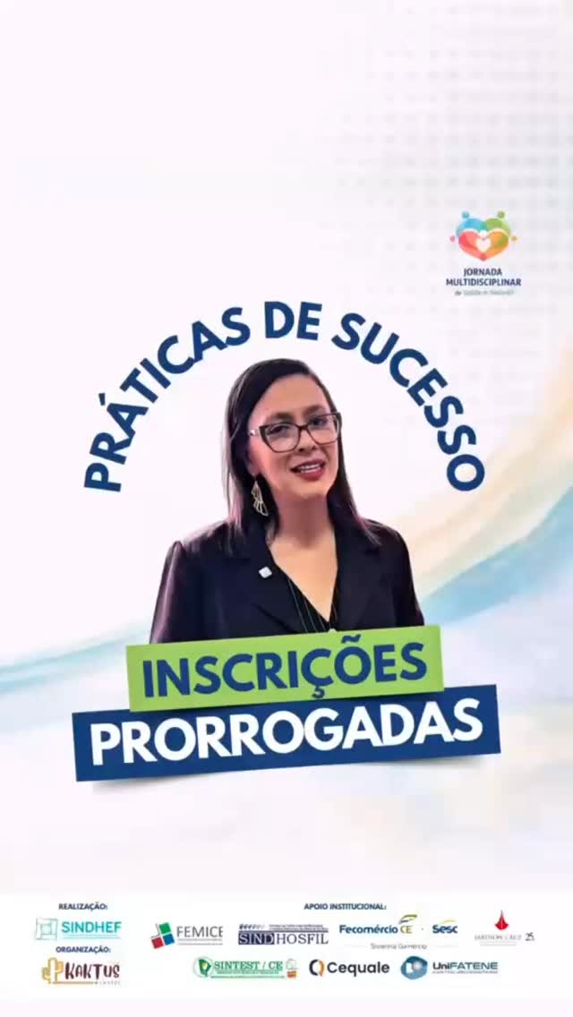 🚨 ATENÇÃO, PROFISSIONAIS DA SAÚDE! 🚨
As inscrições para as Práticas de Sucesso foram PRORROGADAS! ⏳✨
Agora você tem até 04 de maio de 2026 para submeter o seu projeto e garantir seu espaço na I Jornada Multidisciplinar de Boas Práticas em Saúde – SINDHEF/CE.
Essa é a sua chance de dar palco àquilo que funciona de verdade: iniciativas que transformam rotinas, impactam vidas e elevam a gestão em saúde a outro nível.
🎥 No vídeo, a Jimilly Moreno traz todos os detalhes dessa prorrogação e reforça o convite: não deixe sua prática de sucesso ficar nos bastidores.
💡 Compartilhe. Inspire. Seja referência.
Clique no link da bio e participe!
#PráticasDeSucesso #JornadaSINDHEF #GestãoEmSaúde #BoasPráticas #saúdecomexcelência