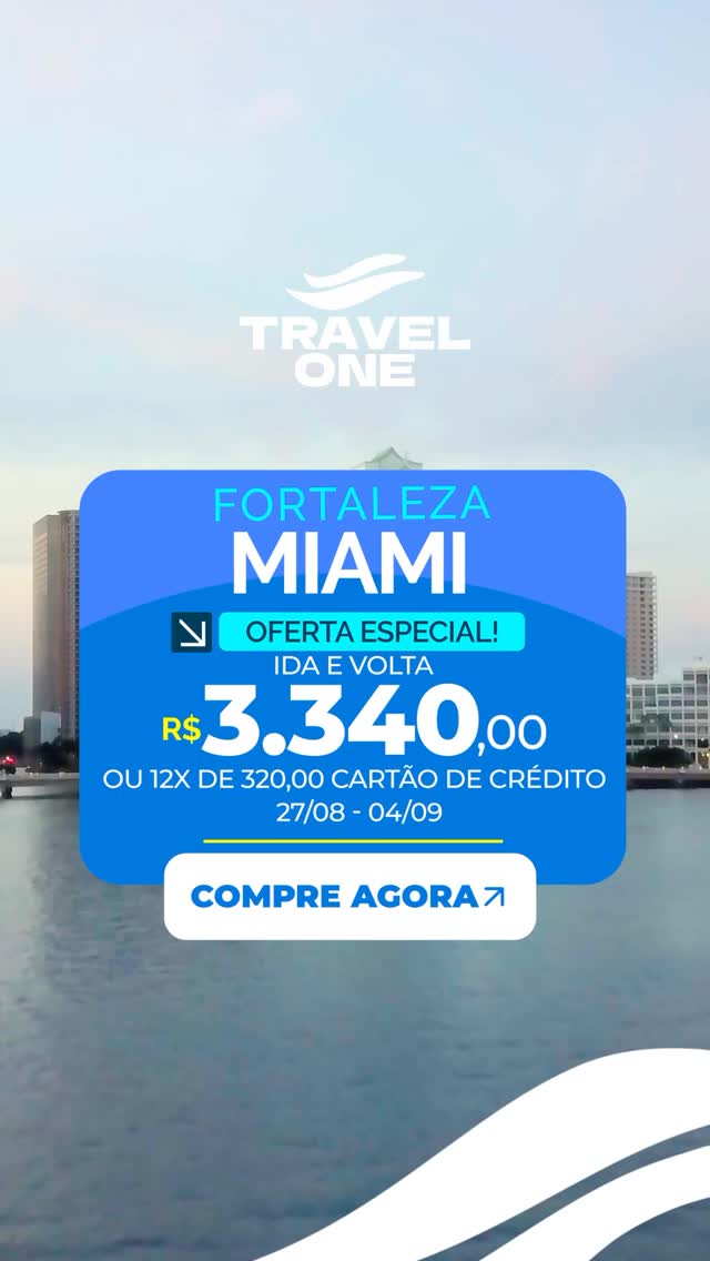 🔥 MIAMI TÁ NA MÃO AGORA 🔥
Saindo de Fortaleza
27/08 a 04/09
Ida com conexão | Volta direto
💸 A partir de R$ 3.340,00
ou 12x de R$ 320,00
Promoção rápida, poucas vagas e preço que pode subir a qualquer momento ⚠️
Quer garantir a sua?
👉 Fala com nosso atendente agora mesmo e segura essa passagem
— Travel One, sua viagem começa aqui ✈️🌍