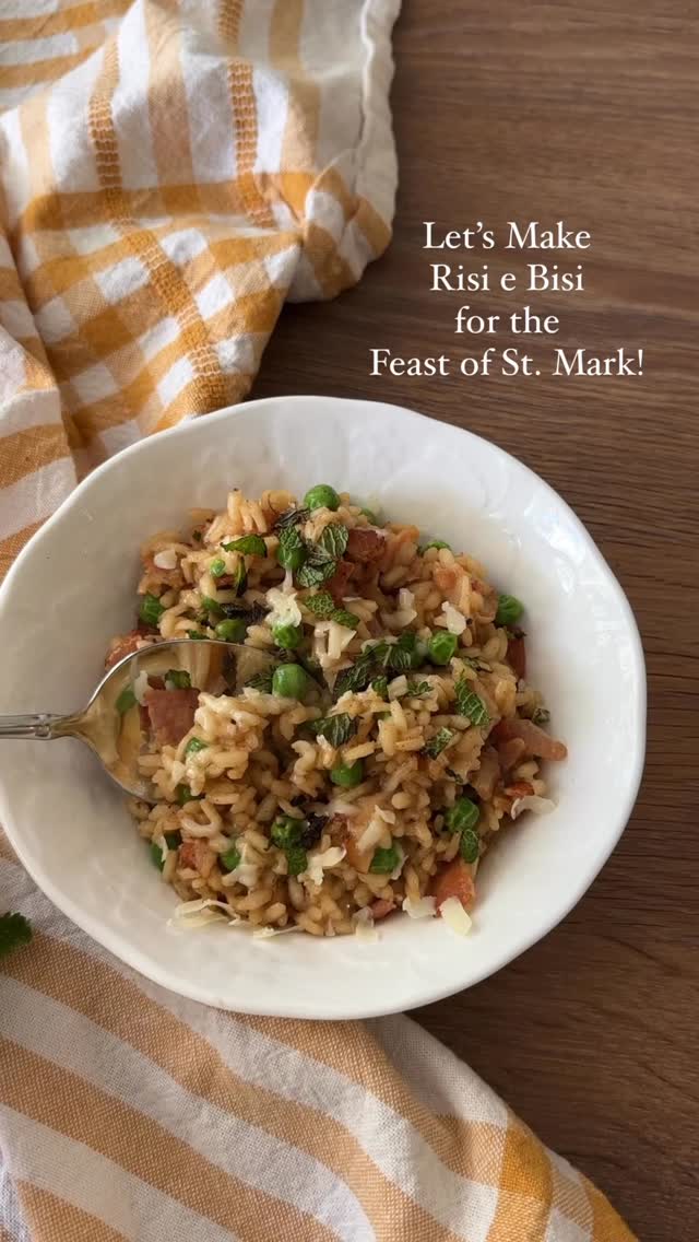 Let’s make Risi e Bisi for the Feast of St. Mark!
In Venice, this feast day, honoring St. Mark, disciple of Peter and author of the Gospel of Mark, is celebrated by making Risi e Bisi (Rice and Peas).
Risi e Bisi is a warm, creamy risotto using peas, Parmesan cheese and bacon, lots of bacon! You’re going to love it!
🥓 Comment “Rice and Peas” for the recipe! 🥓
❤️ And follow me @ashleytumlinwallace for more ways to celebrate Christian traditions in your home! ❤️
.
.
.
.
#risiebisi #riceandpeas #stmark #stmarks #saintmark