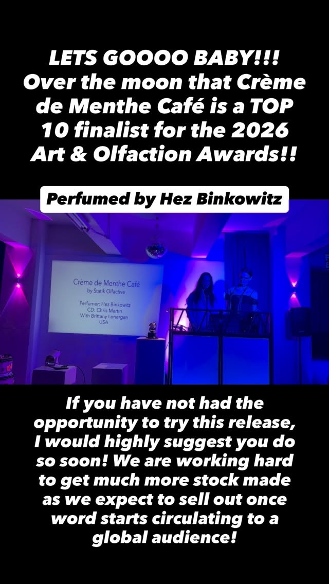 That’s right! CDMC is a TOP 10 finalist for the 12th annual Art & Olfaction Awards along 9 other brands in the independent category, coming ahead of thousands of other worldwide submissions! We are extremely humbled, and cannot believe it! The awards ceremony is in Athens, Greece this year! Wish us luck that Statik Olfactive takes home that Golden Pear this year! 🤞🤞🤞
📸 Statik Olfactive Fragrances 📸
“Handcrafted artisanal luxury fragrances creating static imagery through olfactive scent”
▪️bespoke fragrances by Chris Martin▪️
Find us on:
www.StatikOlfactive.com
Facebook.com/StatikOlfactive
Instagram: @StatikOlfactive
TikTok: @StatikOlfactive
#perfume #perfumes #artandolfactionawards #fragrance #parfum
