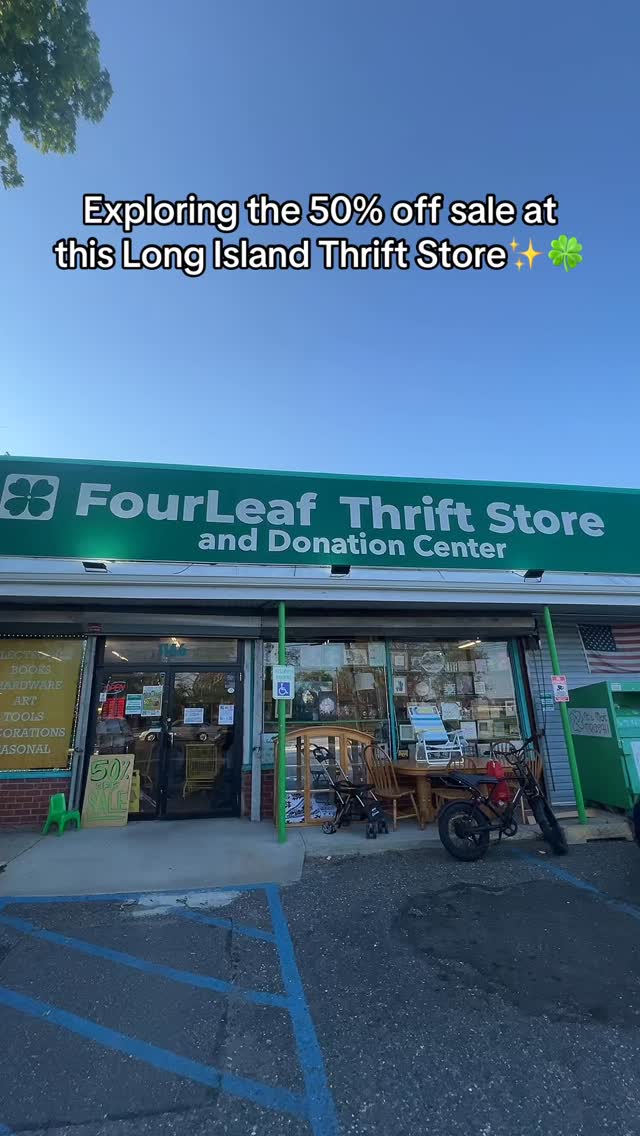 Both of the Fourleaf Thrift Store locations are 50% off EVERYTHING from May 1- May 5!! If you’re on Long Island and love thrifting, we have a location on Sunrise Highway in Copiague and a location on Wellwood Ave in Lindenhurst! Come get half price on everything while you still can!! #thriftfinds #thrifthaul #longislandthriftstore