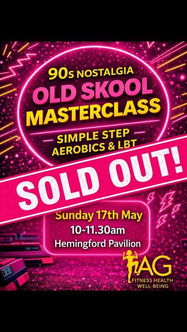 SOLD OUT!!!! 😱🔥💚💖
I cannot WAIT for this one!!
The energy, the music, the nostalgia, the laughs, the old skool vibes… 😎
90s tunes 🙌
Simple step .....nothing to worry about!!
Aerobics & LBT ....who doesn't love a bit of this!!!
Feel-good fitness 😊🥳
A room full of amazing women!!!
Thank you SO much to everyone who booked on. These events mean a lot and I’m so excited to bring this one to you 💚
ROLL ON SUNDAY 17TH MAY 🔥