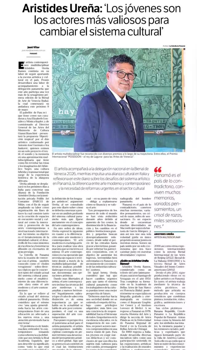 Aristides Ureña: ‘Los jóvenes son los actores más valiosos para cambiar el sistema cultural’ https://share.google/Bt9e4QWZtgpLtZojj