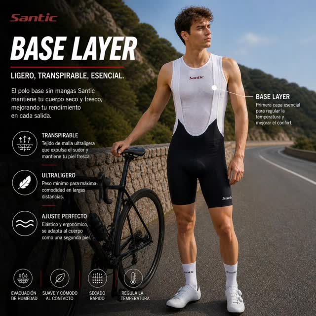 Tu rendimiento empieza desde la base.
Base Layer Santic
Ligero. Transpirable. Esencial.
Mantente seco, cómodo y enfocado en cada salida 🚴♂️
#Santic #Ciclismo #BaseLayer #CyclingGear #RideBetter