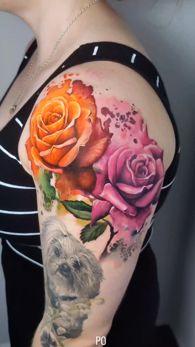 Watercolour roses are always fun. Doggy is healed a long while so just added the roses to the top of the shoulder.
Thank you
...
.
@intenzetattooink @eztattooing @ghostlineapp @afterart.newzealand @inkpro_nz @fkirons @hustlebutterdeluxe #intenze #intenzeink #intenzeteam #afterart #ghostlineapps