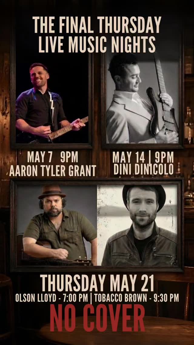 As our time winds down, we are excited to welcome back some of the best musicians Vancouver has to offer for a final series of Thursday Night Live!
1st up @aarontylergrant ! He is insanely talented and one of the nicest guys you'll ever meet.
9PM
No Cover.