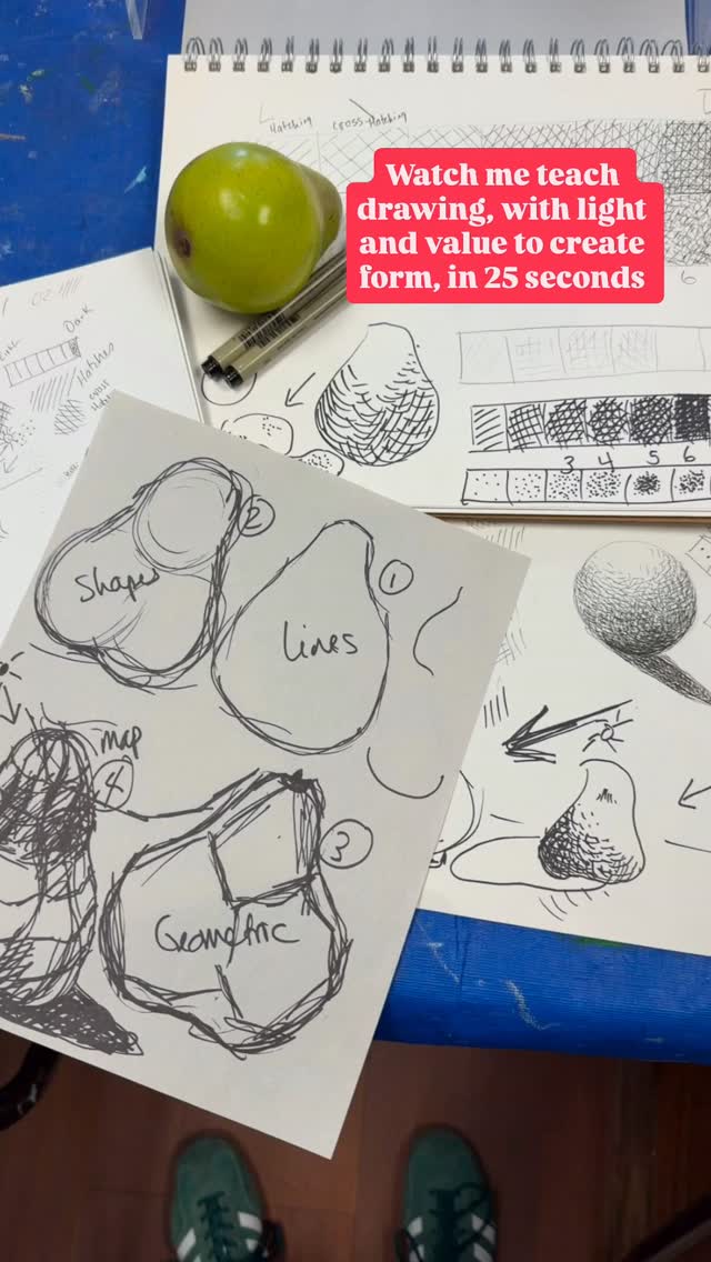 ✨ My adult artists worked on form through light, shadow, value and color. Seeing with “artists eyes” and trusting the process. So proud of this work . 🍐🍎🤍
#StillLife #PenAndInk #ColoredPencil #AdultArtClass ArtStudio DenvilleNJ #ArtEducation DrawingClass ProcessOverPerfection StillLifeDrawing
