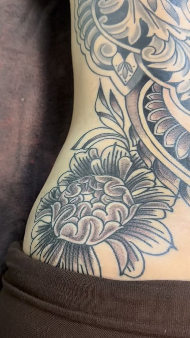 Done in 3 sittings in time for pool season. #phillytattoo #delcotattoos #ornamentaltattoo