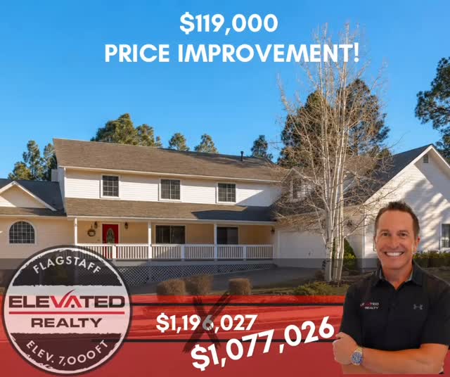 🚨 PRICE IMPROVEMENT | Nearly $120,000 Reduction 🚨
A rare opportunity in Walnut Ridge just became even more compelling.
Tucked away on a quiet cul-de-sac at the top of the neighborhood, this home offers over 3,700 sq ft, two primary bedrooms on the main level, flexible bonus spaces, a separate workshop/studio with a half bath, and a private backyard setting surrounded by trees.
Large homes in established Flagstaff neighborhoods are hard enough to find… let alone with a price adjustment of this size.
If this one was previously out of reach, now is the time to take another look.
📍Walnut Ridge | Flagstaff, AZ
#Elevatedrealty #ExceedingExpectations #Flagstaffrealestate #Flagstaffhomes #FlagstaffRealtor