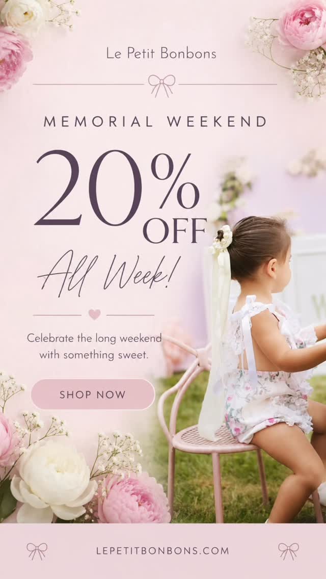 20% off site wide !
Lepetitbonbons.com
#sale #memorialdaysale #vintagesale #handmadeclothes #kidsfashion