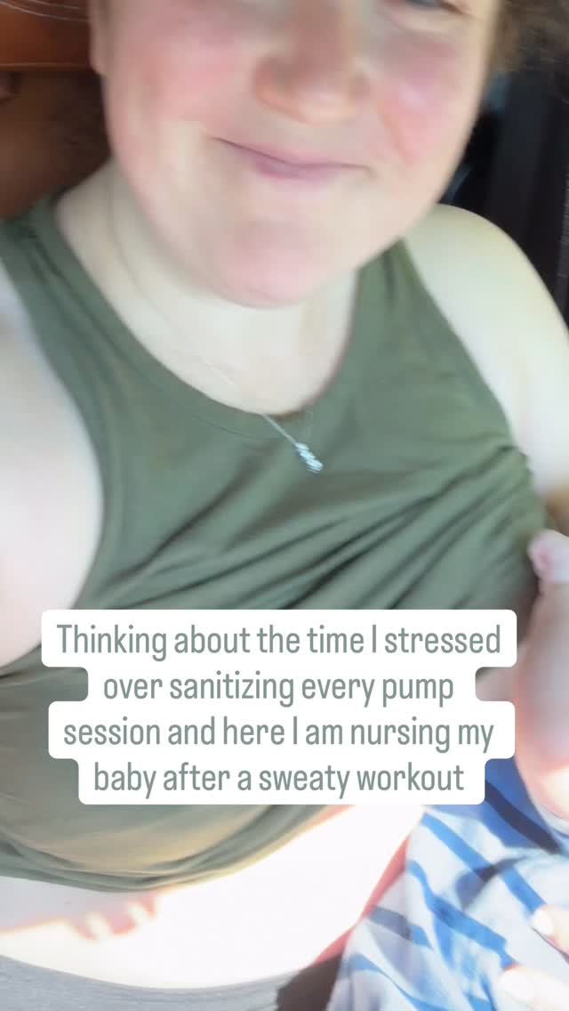 Extra sodium right? 🤷🏻♀️😅
And on that note:
YES you can nurse or pump immediately after working out
NO it does not change your milk
MOST babies don’t miss a beat but you can wipe yourself before nursing or pumping if you’d like
DO hydrate more while working out to avoid getting dehydrated (remember, breastmilk is close to 90% water)