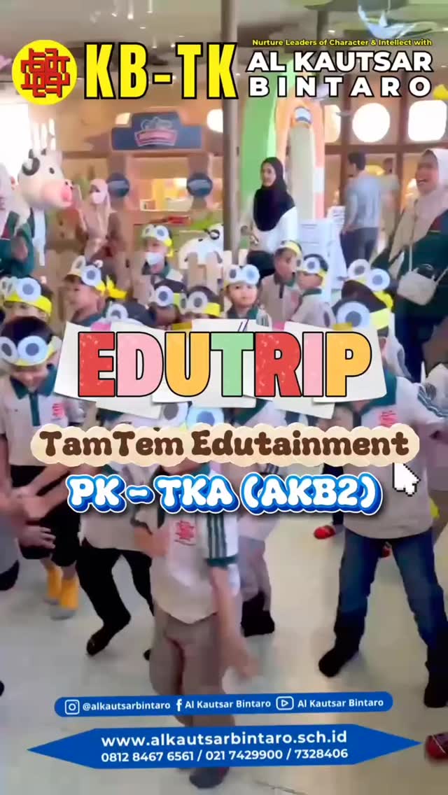 ⨠EDUTRIP GOES TO Tantem Edutainment āØ
Prekindy - Kindy A
Al Kautsar Bintaro 2
Belajar sambil bermain, menambah pengalaman, dan menciptakan kenangan seru bersama! šš
Perjalanan kali ini penuh keceriaan, wawasan baru, dan momen kebersamaan yang tak terlupakan š«
Melalui berbagai kegiatan interaktif dan edukatif, kami percaya bahwa proses belajar akan terasa lebih menyenangkan ketika dilakukan dengan cara yang kreatif dan penuh pengalaman baru.
#TantemEdutainment #FunLearning #BelajarSambilBermain #EducationalTrip #LearningJourney
CONTACT US
WhatsApp : wa.me/6281284676561
Jl. Graha Bintaro Utama GR.13 No.25
Jl. Cendrawasih No.28, Tangerang Selatan
Telp : (021) 73883206 / 7423364 / 7429900 / 7328406
Email : contact@alkautsarbintaro.sch.id
