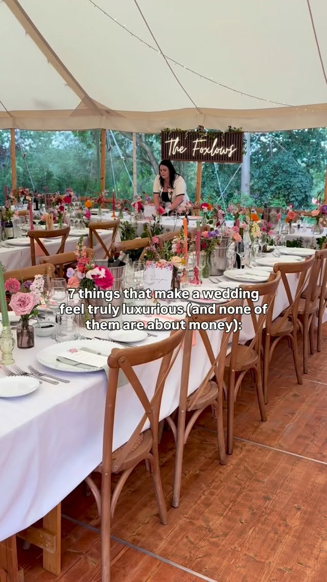 Would you have guessed these?!
1. Intentional design from start to finish
Every element feels considered. From colour palette to stationery, nothing is accidental. Luxury weddings prioritise cohesion over excess, creating a refined overall aesthetic.
2. A seamless guest experience
Luxury is felt in how guests are treated. Clear communication, smooth transitions, thoughtful timings and comfort at every stage all elevate the experience beyond appearance.
3. High-quality, carefully chosen suppliers
It’s not about how many suppliers you have, but how well they deliver. Luxury weddings rely on trusted professionals who understand the brief and execute it flawlessly.
4. Attention to detail in every touchpoint
From table settings to signage, luxury is in the micro-details. These small, intentional choices create a layered and elevated feel throughout the day.
5. A well-paced, stress-free timeline
Nothing feels rushed. Luxury weddings allow space for moments to breathe, ensuring the day feels calm, natural and beautifully paced.
6. Personalisation that tells a story
The best luxury weddings reflect the couple. Whether through vows, styling choices or meaningful details, the wedding feels deeply personal rather than generic.
7. A wedding planner who brings it all together
Whether it’s full-service planning or a wedding day coordinator, having a professional overseeing the logistics ensures everything runs seamlessly. This is often the difference between a beautiful wedding and a truly luxury-feeling experience.
If you’re planning your wedding and want calm, clarity and a beautifully curated experience from start to finish, get in touch or follow for more wedding planning advice and inspiration ✨