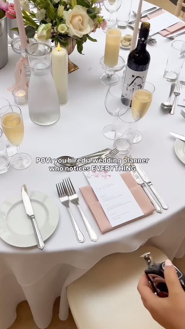 Would you call it attention to detail or OCD?! 😂
I genuinely believe the smallest details make the biggest difference to how your wedding day feels.
So yes, I will straighten the candles, realign the chairs and measure the cutlery spacing; because going above and beyond for my clients isn’t just about the big moments, it’s about making sure every little part of the day feels intentional.
If you’re planning your wedding and want someone who cares about the little details just as much as the big ones, send me a DM 🤍
I’m Victoria, I plan flawless and stress-free weddings that feel as good as they look in Yorkshire, Derbyshire, Cheshire and beyond. Follow me for more wedding planning tips and inspo!