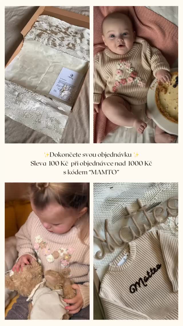 Možná hledáte první svetřík pro své miminko 🤍Nebo dárek pro kamarádku, která se právě stala maminkou…
Možná něco výjimečného pro vnoučátko, co bude dělat radost ještě dlouhé roky ✨
Personalizované kousky mají své kouzlo — jsou tvořené ručně, s láskou, pro malé příběhy a velké vzpomínky 🧸
Pletená jména do pokojíčku i personalizované svetříky vznikají s péčí o každý detail.
A pokud jste si něco už delší dobu ukládali do košíku, teď je ten pravý čas 🤎