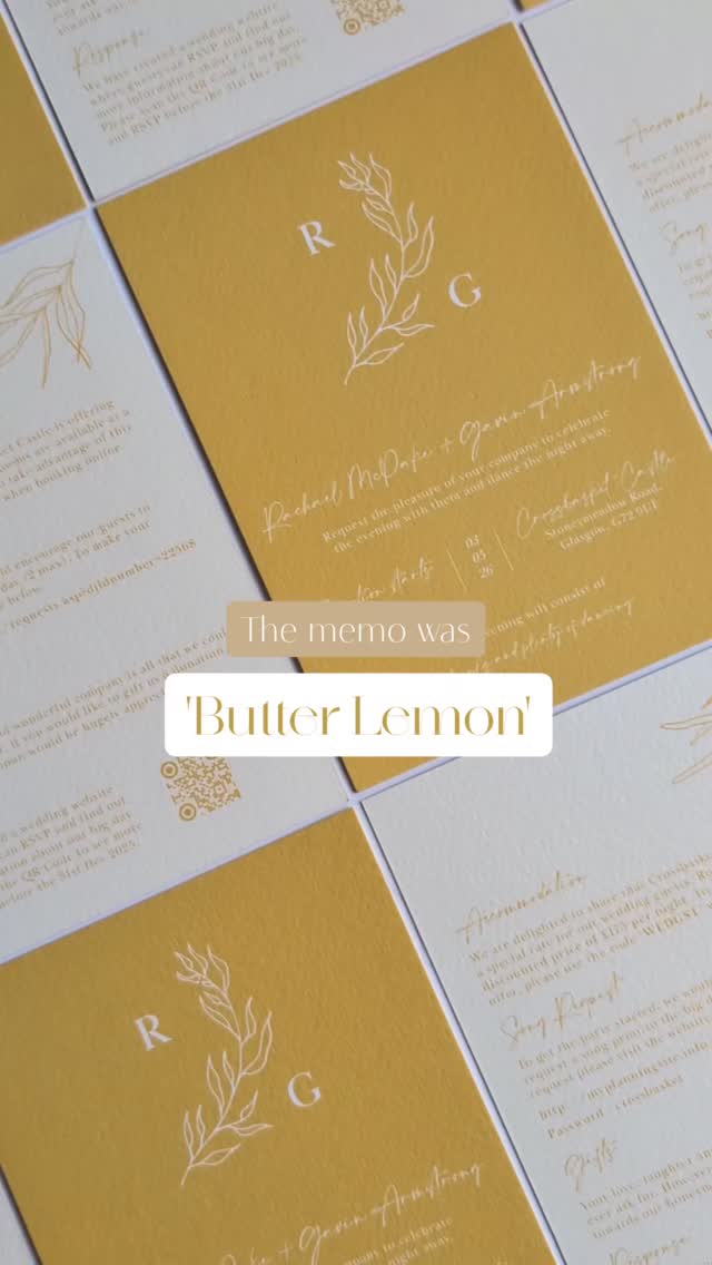 Think we got the memo? 🤍🍋
This couple loved our 'Olive' Collection but they wanted it to reflect their 'Butter Lemon' inspo that they plan to showcase on the day 🙌🏼
If you'd love unforgettable Wedding Stationery & Signage, please send me an email or enquire on our website - LET'S MAKE SOME MAGIC 💫
Taking bookings for 2026, 2027 & 2028 💛
www.holliebrucedesigns.com
#luxuryweddingstationery #scottishwedding #modernweddingstationery #weddinginvites #weddingstationery