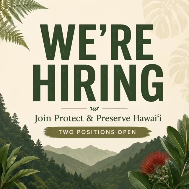 🌿 We’re hiring at Protect & Preserve Hawaiʻi.
PPH is growing, and we are looking for mission-aligned people to join our team in support of native forest restoration, conservation, community education, and mālama ʻāina.
We are currently hiring for two positions:
Program & Operations Coordinator
A hands-on administrative and operations role supporting bookkeeping documentation, scheduling, data management, grant backup, Asana tracking, Google Drive organization, and internal follow-through. This role starts with detailed operations support and has room to grow as PPH expands.
Education & Outreach Coordinator / ʻĀina Educator
A community-centered education and outreach role supporting ʻāina-based learning, volunteer engagement, community events, youth education, field-based programming, and mission-aligned storytelling.
📍 Oʻahu / Hawaiʻi-based applicants preferred
🔗 Full job descriptions and application details are available by scanning the QR code.
Mahalo for helping us share this opportunity with our community.
#NowHiring #HawaiiJobs #OahuJobs #NonprofitJobs #ConservationJobs EnvironmentalJobs MālamaʻĀina AinaBasedEducation HawaiiConservation NativeForestRestoration CommunityConservation HawaiiNonprofit JoinTheHui