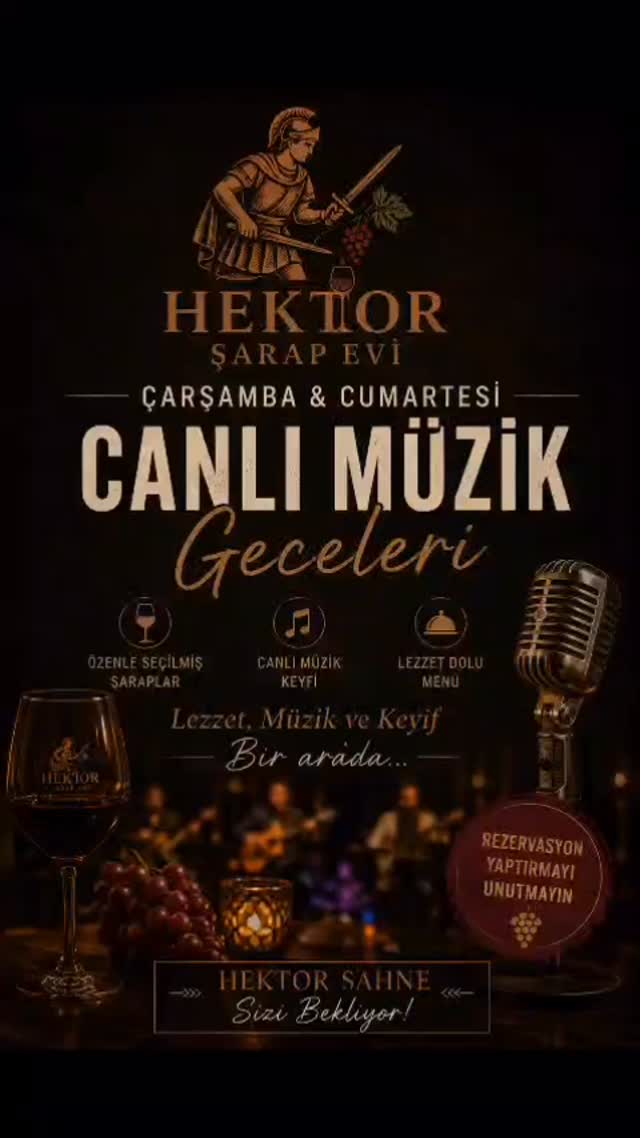 Şahane bir geceye eşlik eden müzikler, keyifli sohbetler ve unutulmaz anlar… 🎶🍷✨
Sahnedeki enerjiyi, ortamdaki coşkuyu ve gecenin sıcak atmosferini hissetmek için bekleriz efendim…
📍 Hektor Şarap Evi
🎤 Canlı Müzik Geceleri (Çarşamba- Cumartesi)
🍷 Tutkun şarapları
🍽️ Lezzet dolu menü
Görüşmek üzere! 🌟
#HektorŞarapEvi #CanlıMüzik #Çanakkale #ŞarapKeyfi #LezzetMüzikKeyif