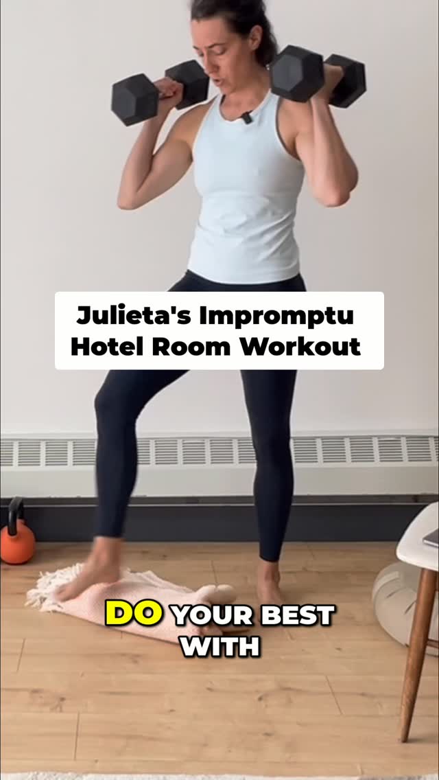 A couple years ago during Summer Prep, Giulietta was traveling for work.
Instead of dumbbells, she was using some random decorative sculpture she’d found sitting around the hotel room to use for her workout (or was it a piece of small furniture? 😜 can’t remember)
To be clear: weights were not required for this challenge.
She could’ve done the bodyweight version.
She could’ve skipped the workout entirely.
This story is about staying 👏🏼 in 👏🏼 the 👏🏼 game 👏🏼
No perfect setup.
Don’t wait until things get easier.
Skip the whole “I’ll get to it next week”
Just find a way to do something.
Literally 5 minutes counts.
That’s what I see over & over again from the peeps who build consistency in my corner of the coaching world.
Resourcefulness is a good word for it.
Tenacity, sure.
Stubbornness, maybe!
Diligence for sure.
Summer Prep starts June 15.
If you’ve been waiting for the perfect time to get back into a routine, it’s not coming 😏 just start now and build from where you are.
Early Bird is $97 if you join by Sunday at 9:00pm ET, then enrollment goes up to $120.
DM “SummerPREP” for details.