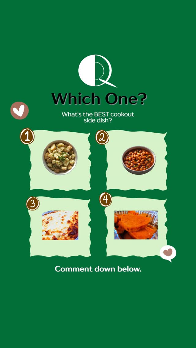 Let's settle this once and for all! 👀
What's the BEST cookout side dish?
🥔 Potato Salad
🫘 Baked Beans
🧀 Mac & Cheese
🍠 Candied Yams
Drop your vote in the comments ⬇️
#FoodDebate #CookoutSeason #QZeens #FoodieFun #CommunityConversation