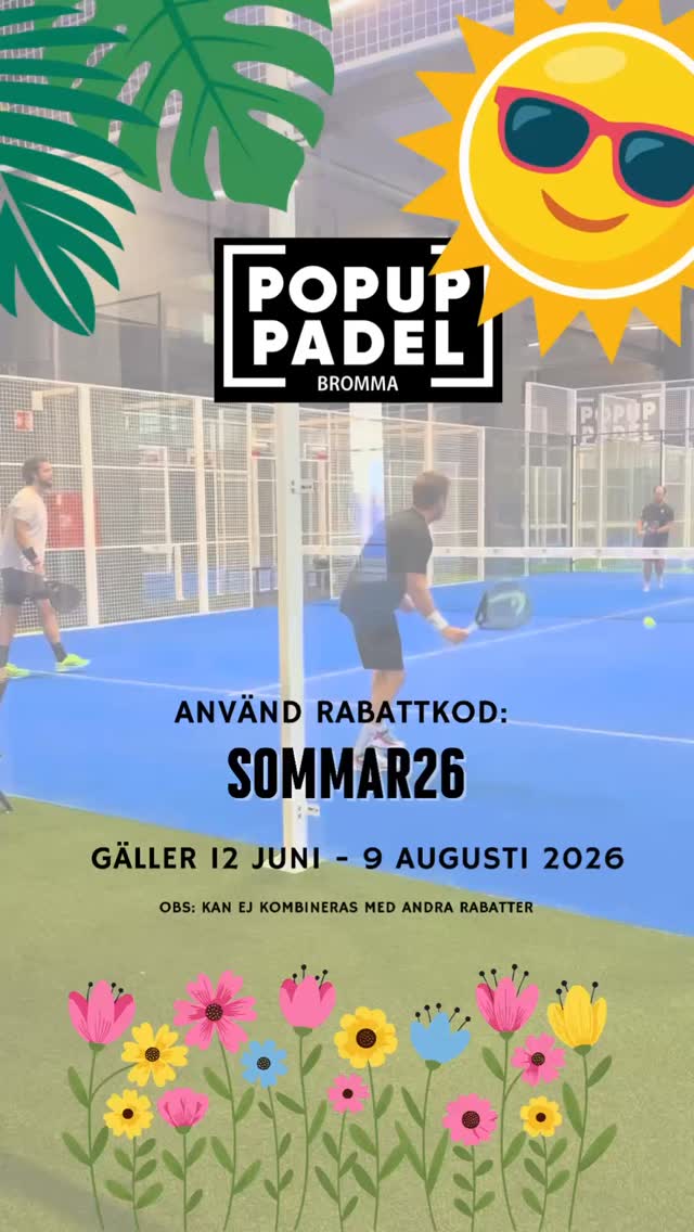 Spela padel i sommar med 35% rabatt!☀️🎾🍓
. . .
Boka som vanligt på Matchi och lägg in rabattkoden vid utcheckning. Kan ej kombineras med andra rabatter. Gäller strötider tom 9 augusti.