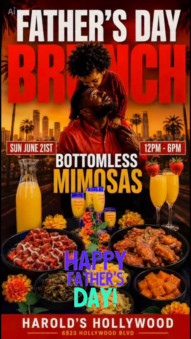 Happy Fathers Day!
šÆ TODAY! Come Brunch With Us at our Soul Food Sunday Brunch! š½ļøš„
š„ Bottomless Mimosas
ā° 12PM ā 6PM
š¶ Live DJ
š² Reserve Your Table Now (Link in Bio)
Bring Dad, bring the family, and enjoy great food, good vibes, and endless mimosas all afternoon! šš¾
š Haroldās Chicken
Chicagoās Famous Chicken & Mild Sauce
š6523 Hollywood Blvd